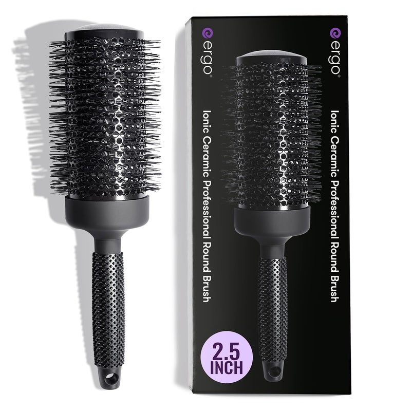 ERGO Ceramic Ionic Round Brush for Blow Out - Salon Quality Hair Brushes for Women - Roller Brush for Blow Drying, Wet and Dry Hair Styling, Volumizing Hair Care - ER65: 2.5" - Image 1